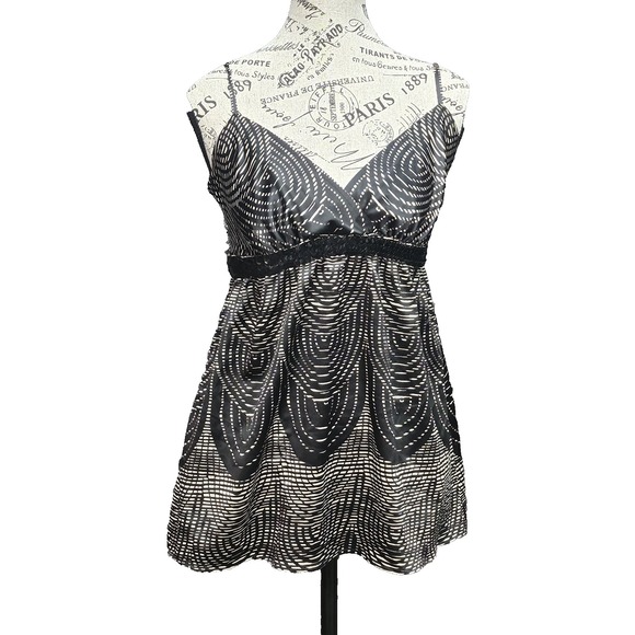 Express Tops - Vtg Express Babydoll Top Junior S Geometric Sequin Satin Y2K Dark Romantic Fairy